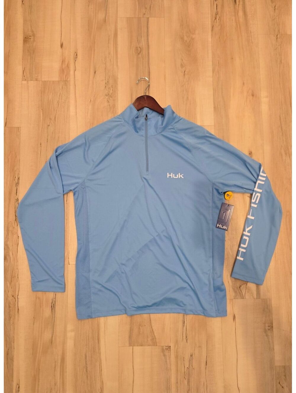 Huk Fishing Light Blue Long Sleeve Performance Shirt Size Large
